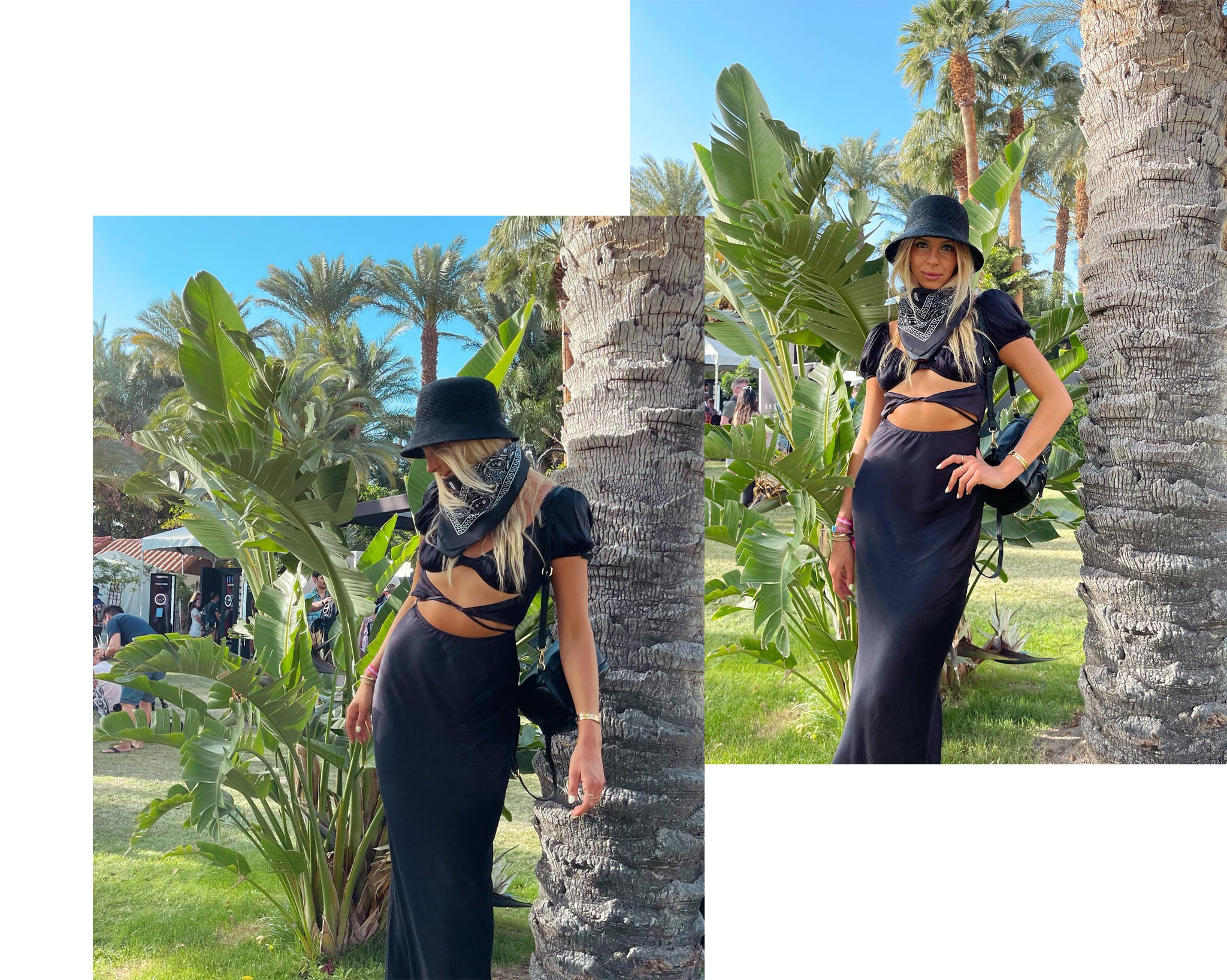 @carolenahuseby wears the Emmabodamo belaffar Au Revoir Bias Cut Maxi Dress // Black